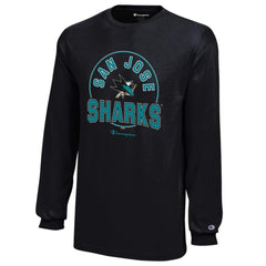 San Jose Sharks Champion Youth Long-Sleeve Jersey T-Shirt - Black - NHL 201078438