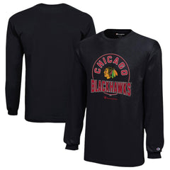 Chicago Blackhawks Champion Youth Long-Sleeve Jersey T-Shirt - Black - NHL 201078455