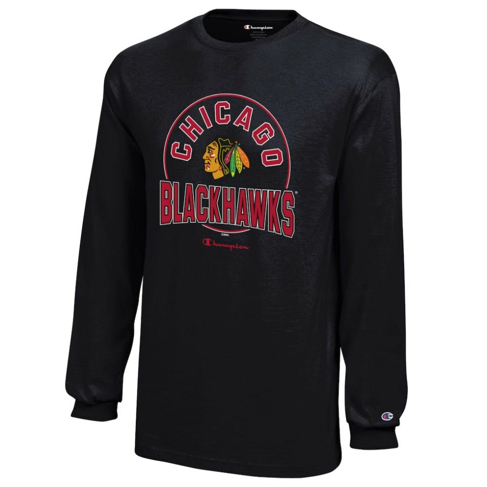 Chicago Blackhawks Champion Youth Long-Sleeve Jersey T-Shirt - Black - NHL 201078455