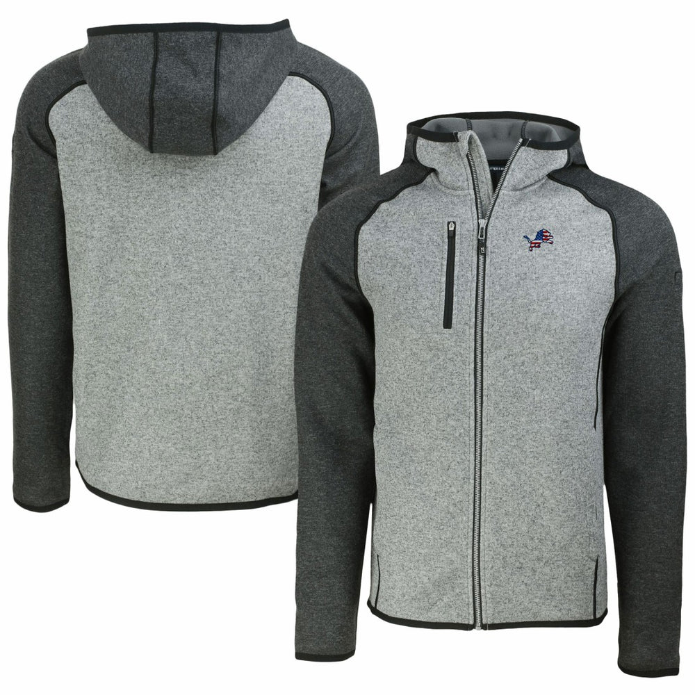 Detroit Lions Cutter & Buck Americana Mainsail Full-Zip Hooded Jacket Heather Gray/Heather Charcoal
