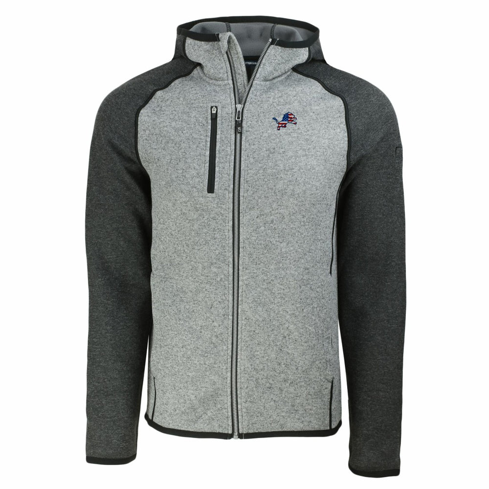 Detroit Lions Cutter & Buck Americana Mainsail Full-Zip Hooded Jacket Heather Gray/Heather Charcoal