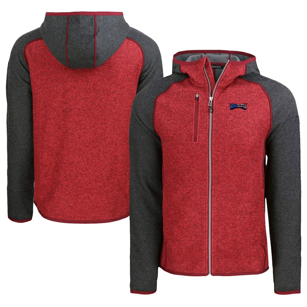 Philadelphia Eagles Cutter & Buck Americana Mainsail Full-Zip Hooded Jacket Heather Red/Heather Charcoal