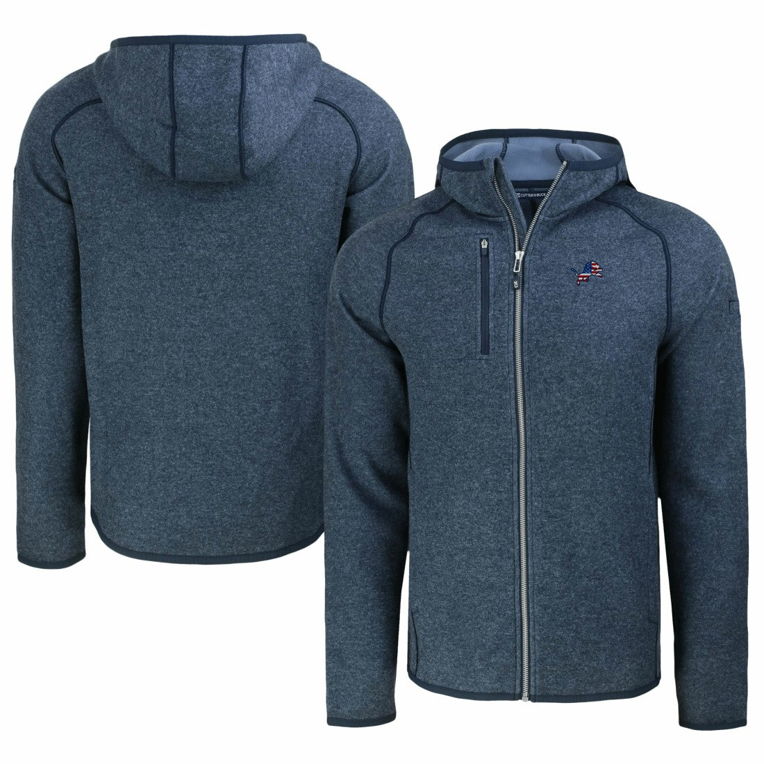 Detroit Lions Cutter & Buck Americana Mainsail Full-Zip Hooded Jacket Heather Navy