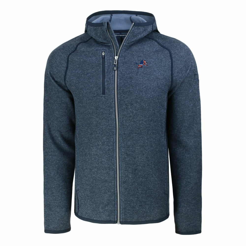 Detroit Lions Cutter & Buck Americana Mainsail Full-Zip Hooded Jacket Heather Navy