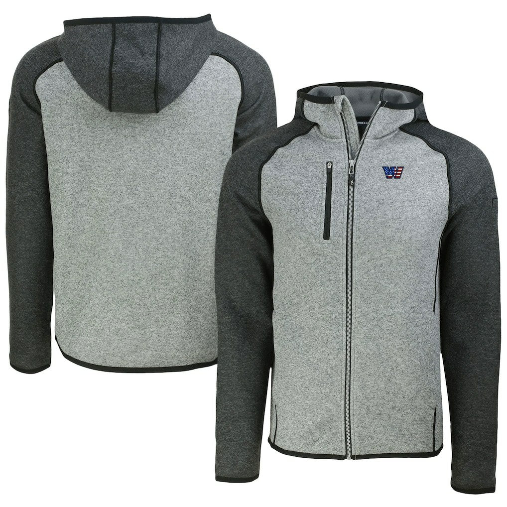 Washington Commanders Cutter & Buck Americana Mainsail Full-Zip Hooded Jacket Heather Gray/Heather Charcoal