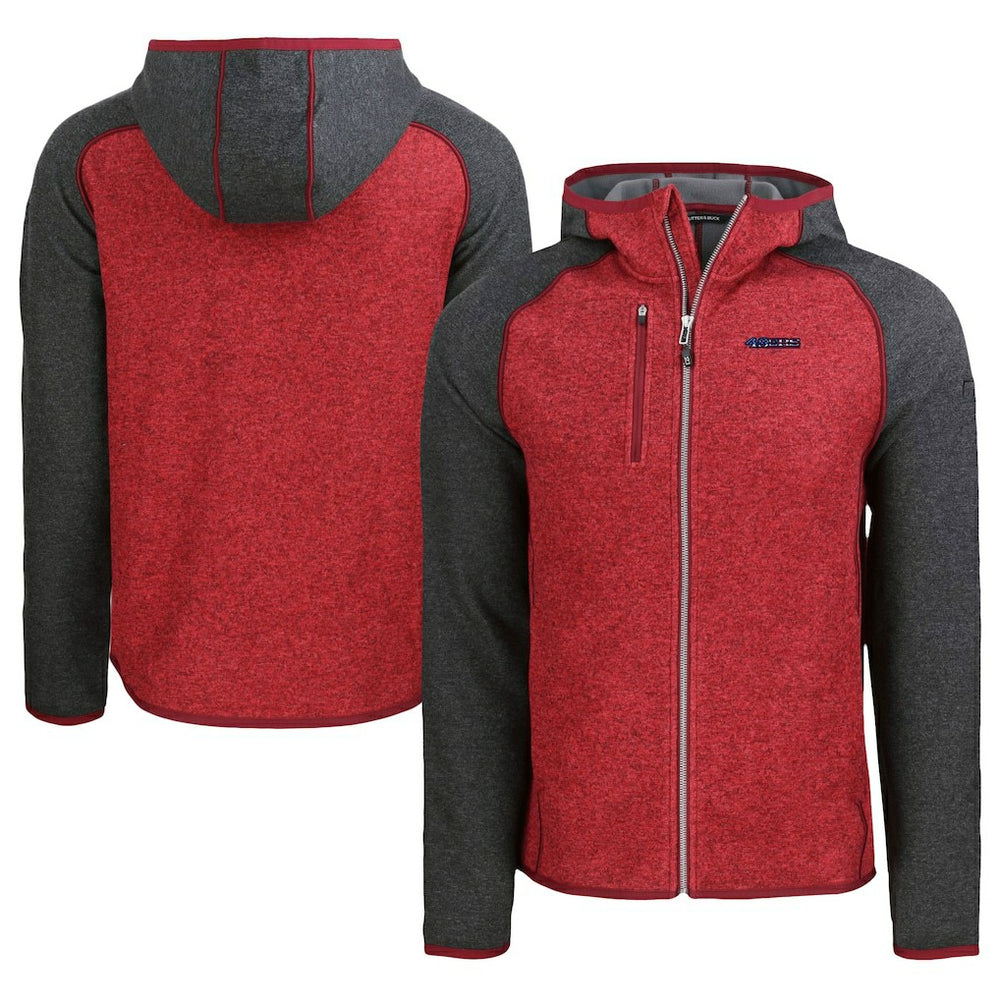 San Francisco 49ers Cutter & Buck Americana Mainsail Full-Zip Hooded Jacket Heather Scarlet/Heather Charcoal
