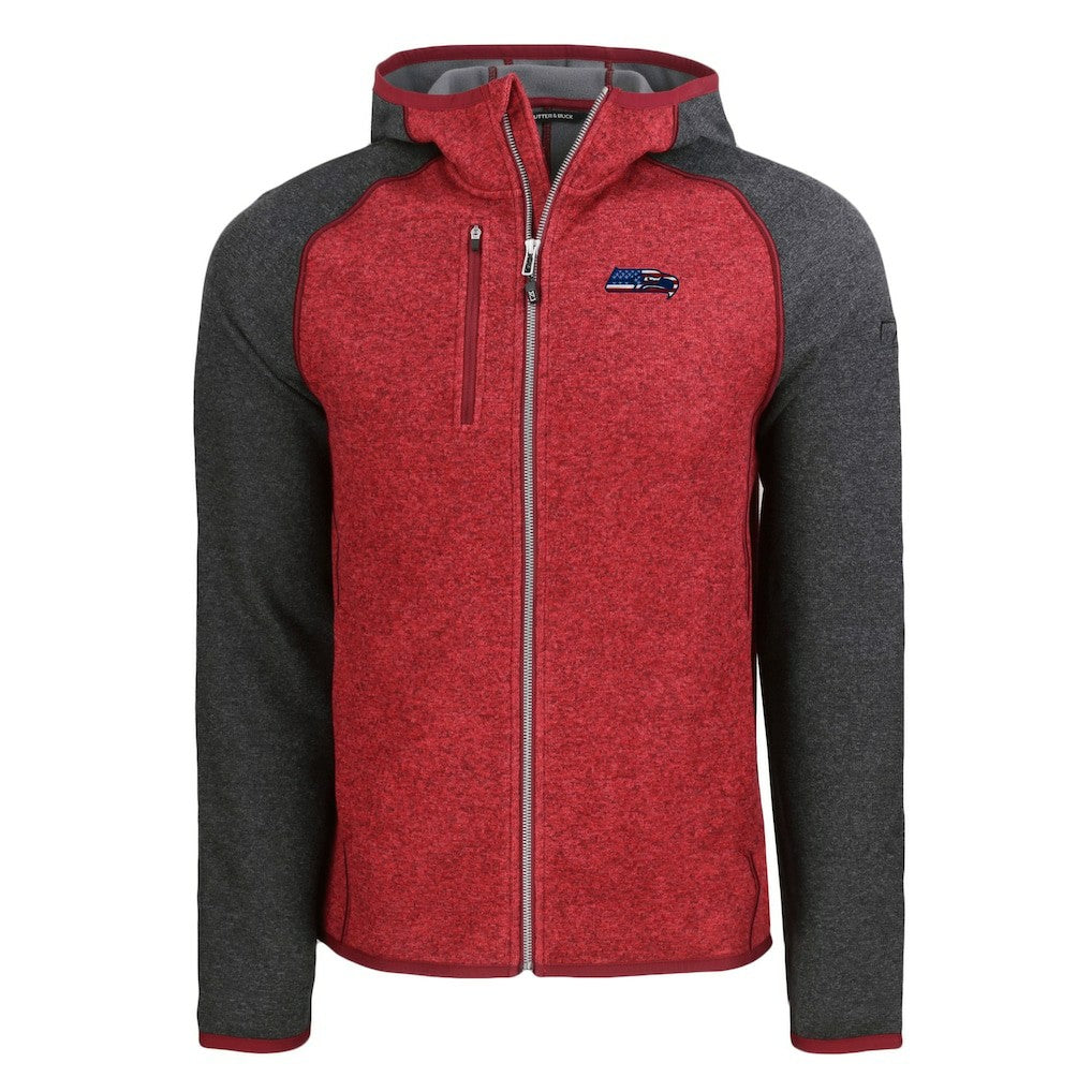 Seattle Seahawks Cutter & Buck Americana Mainsail Full-Zip Hooded Jacket Heather Red/Heather Charcoal