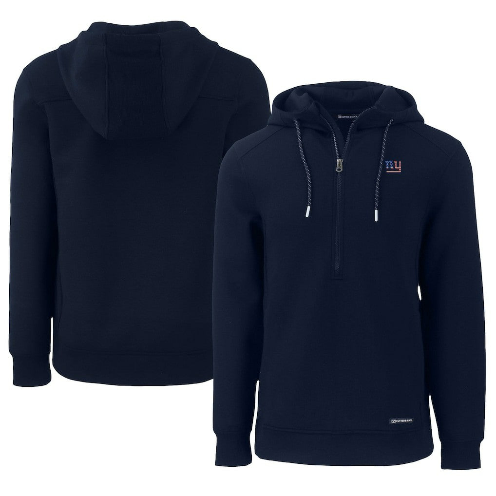 New York Giants Cutter & Buck Americana Roam Eco Half-Zip Recycled Pullover Hoodie Navy