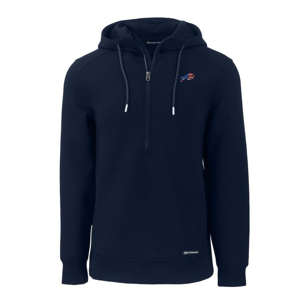 Buffalo Bills Cutter & Buck Americana Roam Eco Half-Zip Recycled Pullover Hoodie Navy