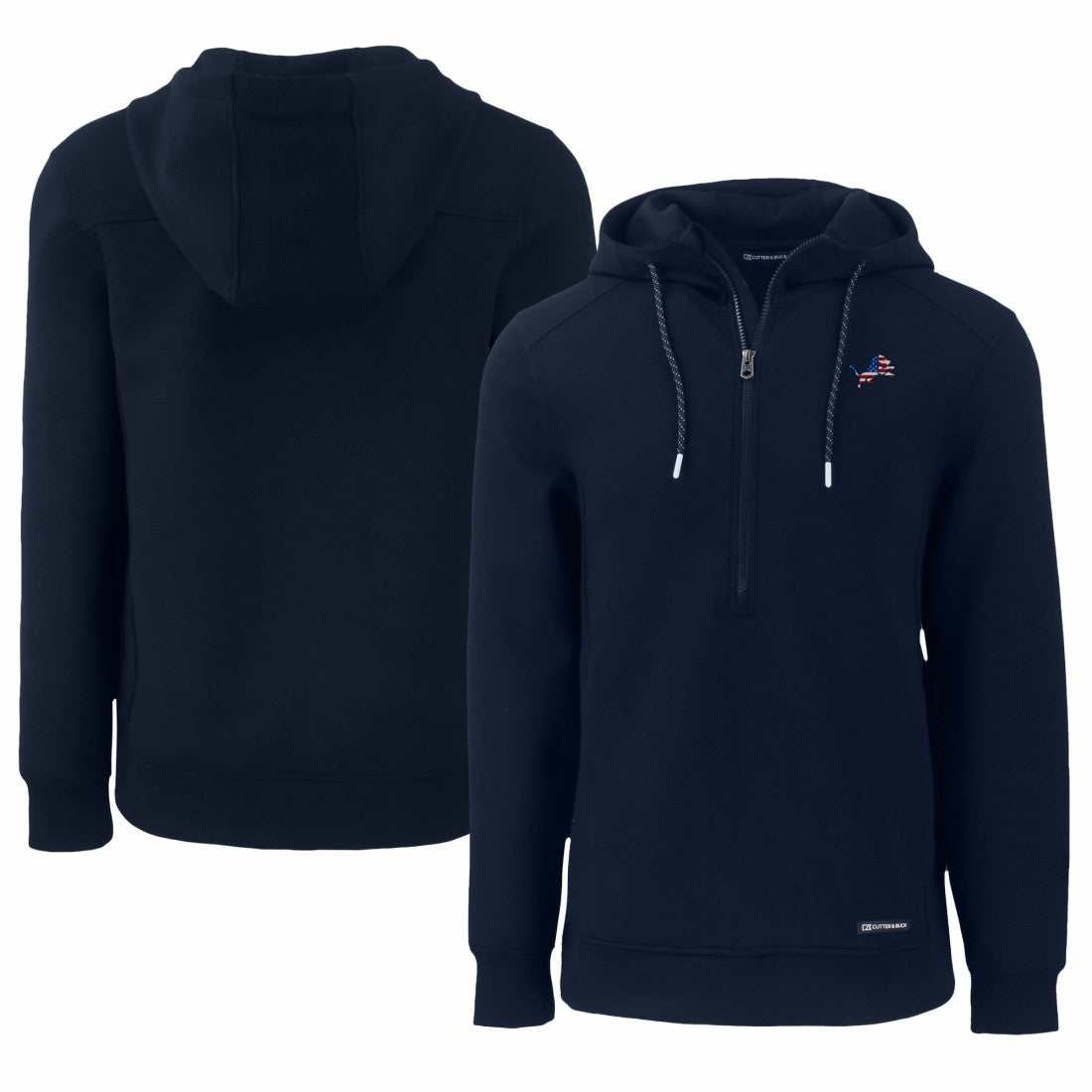 Detroit Lions Cutter & Buck Americana Roam Eco Half-Zip Recycled Pullover Hoodie Navy