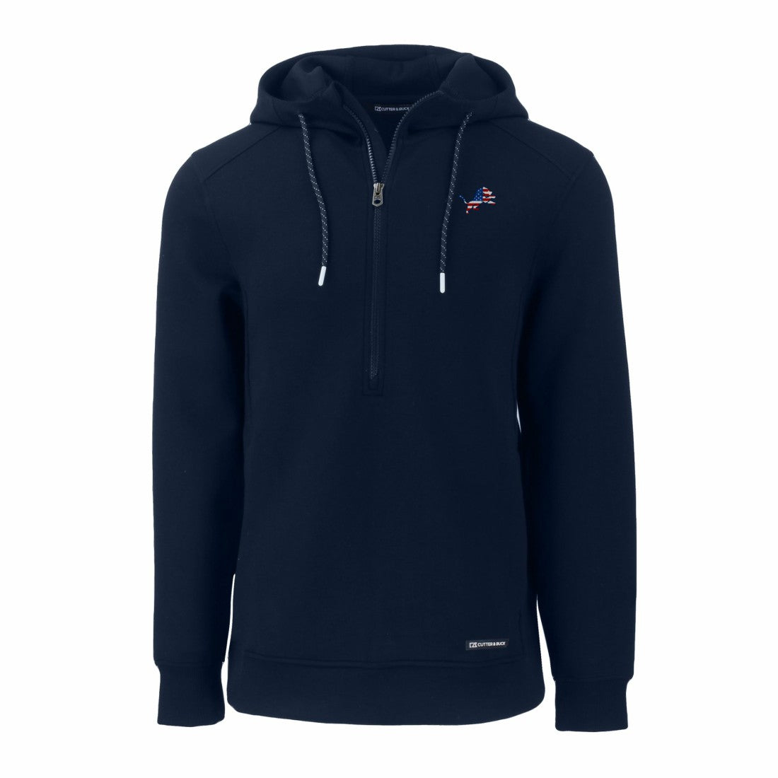 Detroit Lions Cutter & Buck Americana Roam Eco Half-Zip Recycled Pullover Hoodie Navy