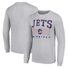 Winnipeg Jets Starter Retro Graphic Long Sleeve Crew T-Shirt - Heather Gray - NHL 201083194