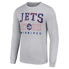Winnipeg Jets Starter Retro Graphic Long Sleeve Crew T-Shirt - Heather Gray - NHL 201083194