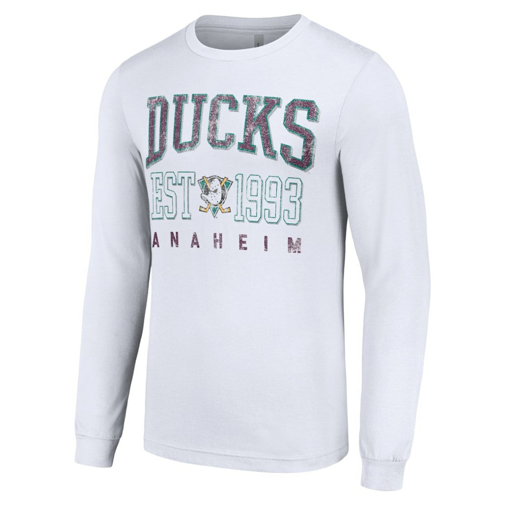 Anaheim Ducks Starter Retro Graphic Long Sleeve Crew T-Shirt - White - NHL 201083204