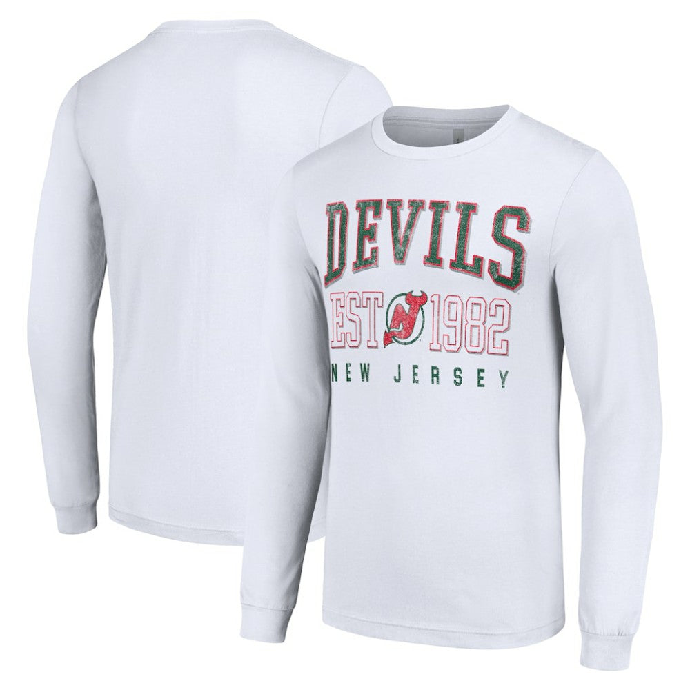 New Jersey Devils Starter Retro Graphic Long Sleeve Crew T-Shirt - White - NHL 201083205