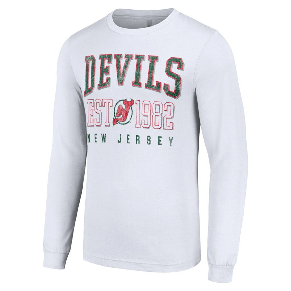 New Jersey Devils Starter Retro Graphic Long Sleeve Crew T-Shirt - White - NHL 201083205