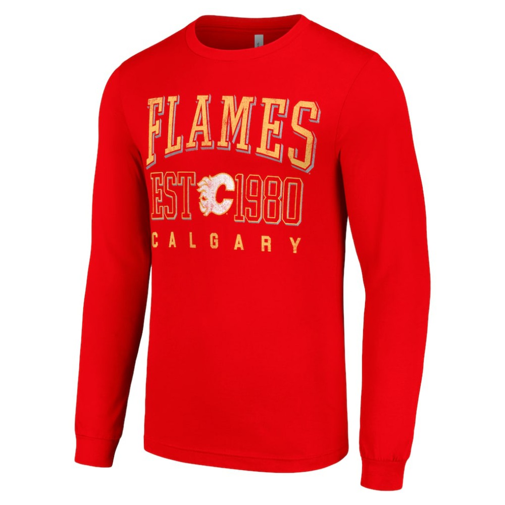 Calgary Flames Starter Retro Graphic Long Sleeve Crew T-Shirt - Red - NHL 201083225