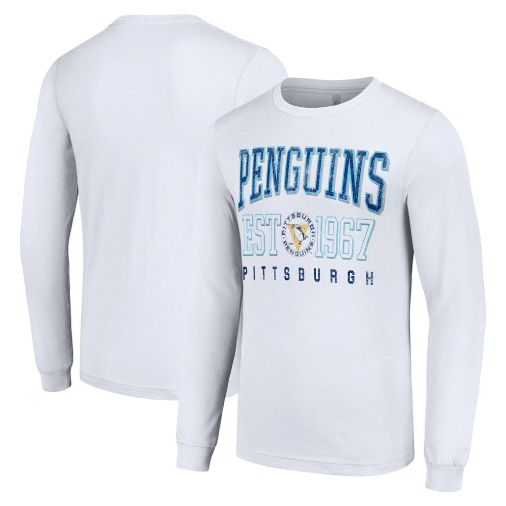Pittsburgh Penguins Starter Retro Graphic Long Sleeve Crew T-Shirt - White - NHL 201083229