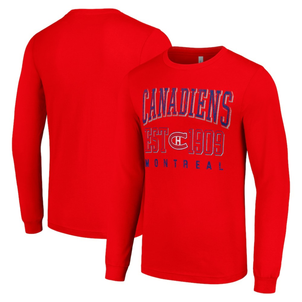 Montreal Canadiens Starter Retro Graphic Long Sleeve Crew T-Shirt - Red - NHL 201083230