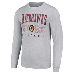 Chicago Blackhawks Starter Retro Graphic Long Sleeve Crew T-Shirt - Heather Gray - NHL 201083233