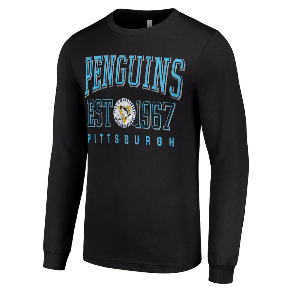 Pittsburgh Penguins Starter Retro Graphic Long Sleeve Crew T-Shirt - Black - NHL 201083237
