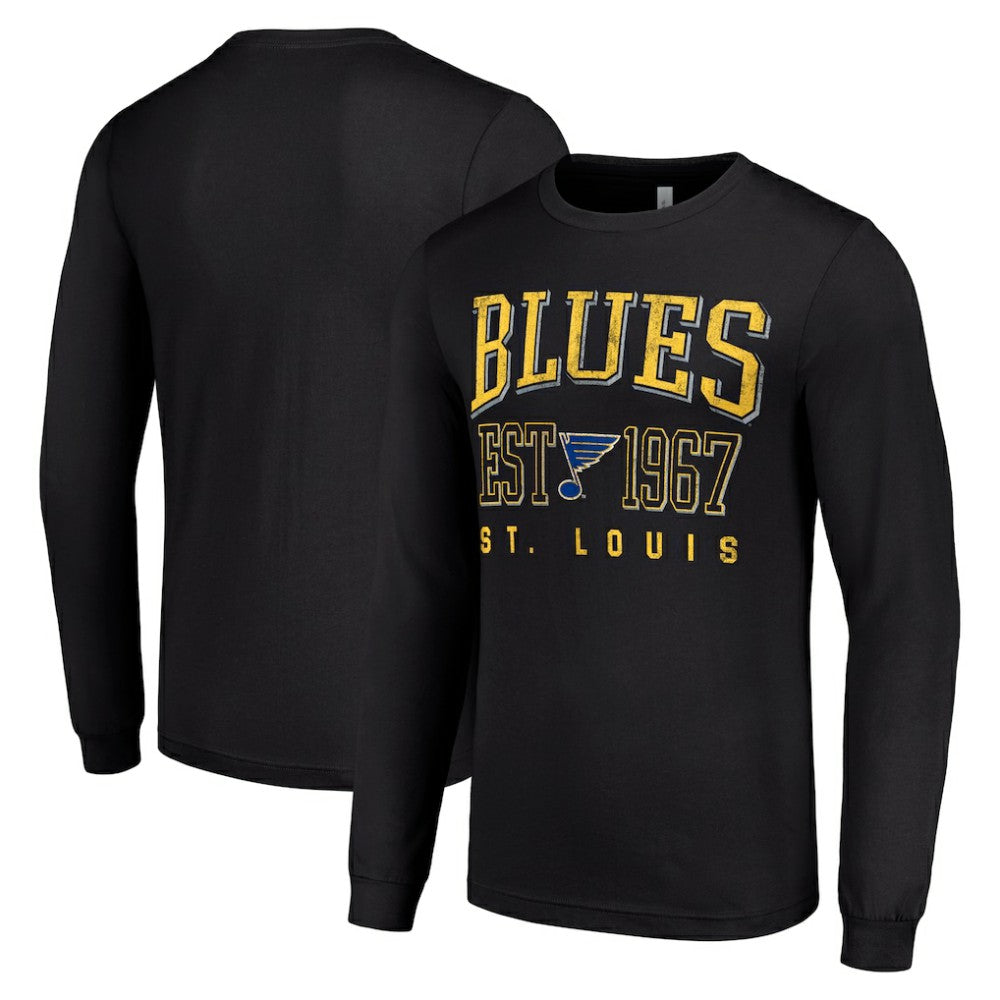 St. Louis Blues Starter Retro Graphic Long Sleeve Crew T-Shirt - Black - NHL 201083243