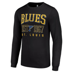 St. Louis Blues Starter Retro Graphic Long Sleeve Crew T-Shirt - Black - NHL 201083243