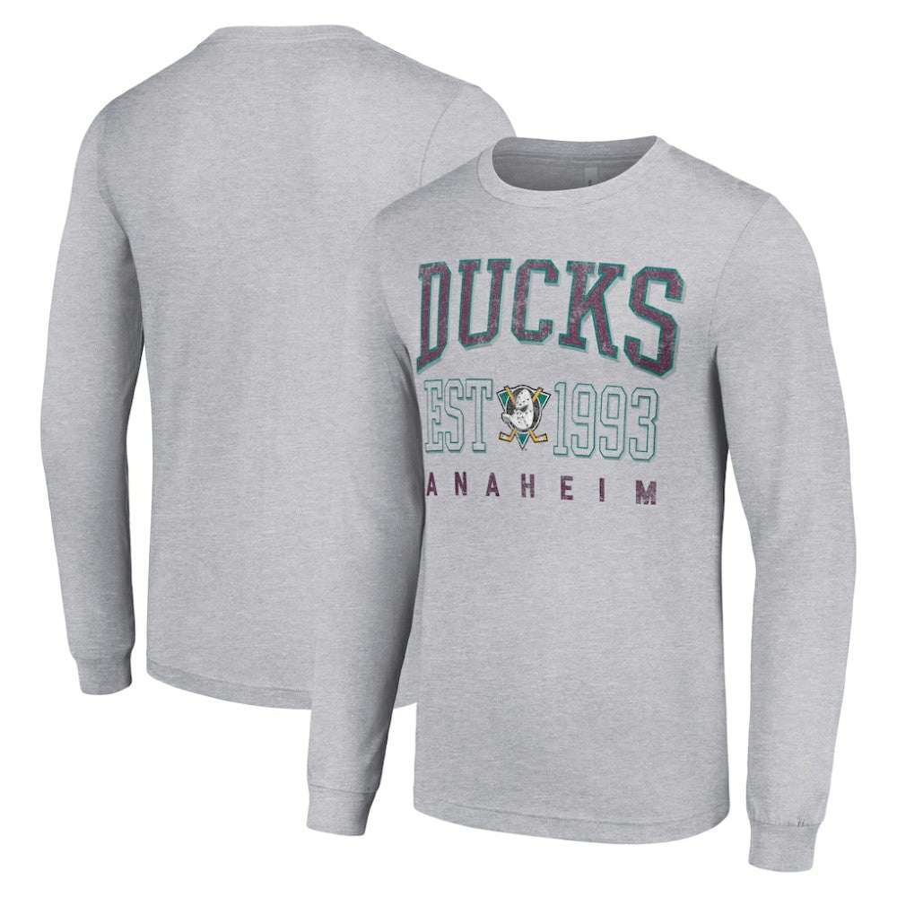 Anaheim Ducks Starter Retro Graphic Long Sleeve Crew T-Shirt - Heather Gray - NHL 201083244