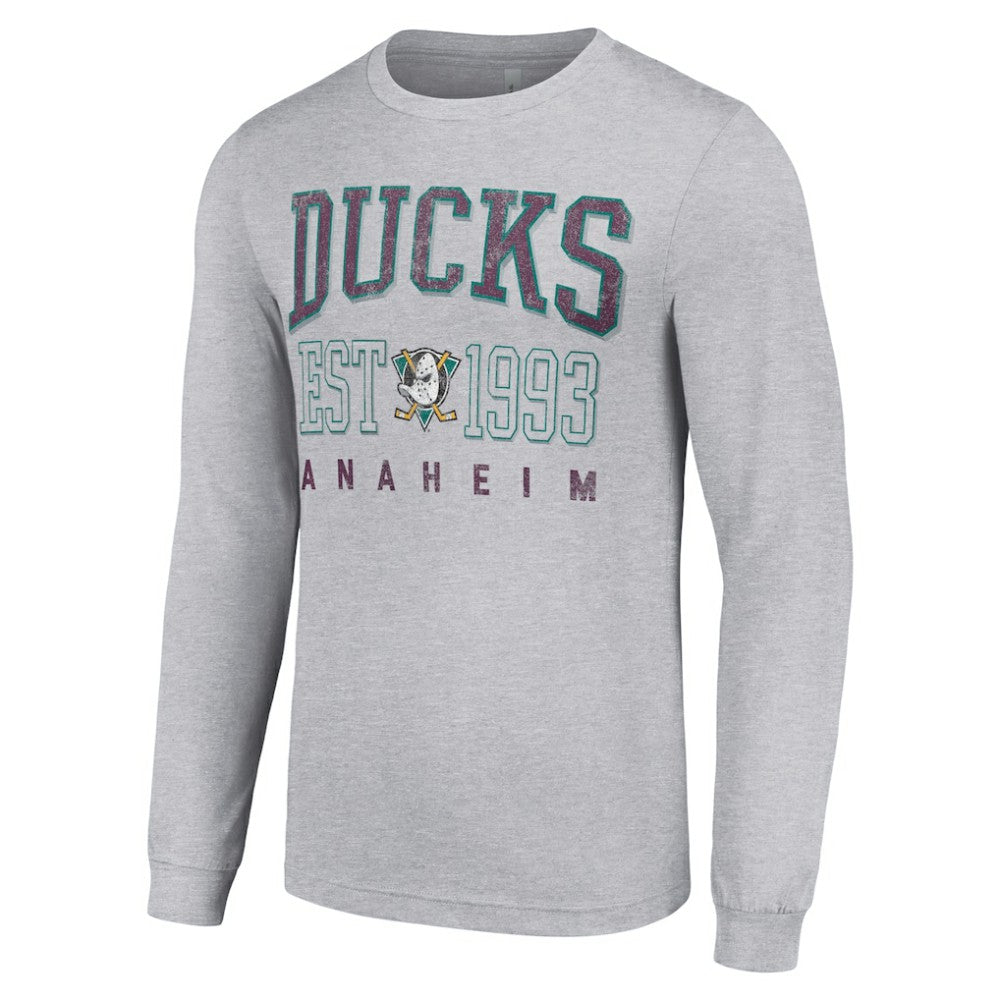 Anaheim Ducks Starter Retro Graphic Long Sleeve Crew T-Shirt - Heather Gray - NHL 201083244