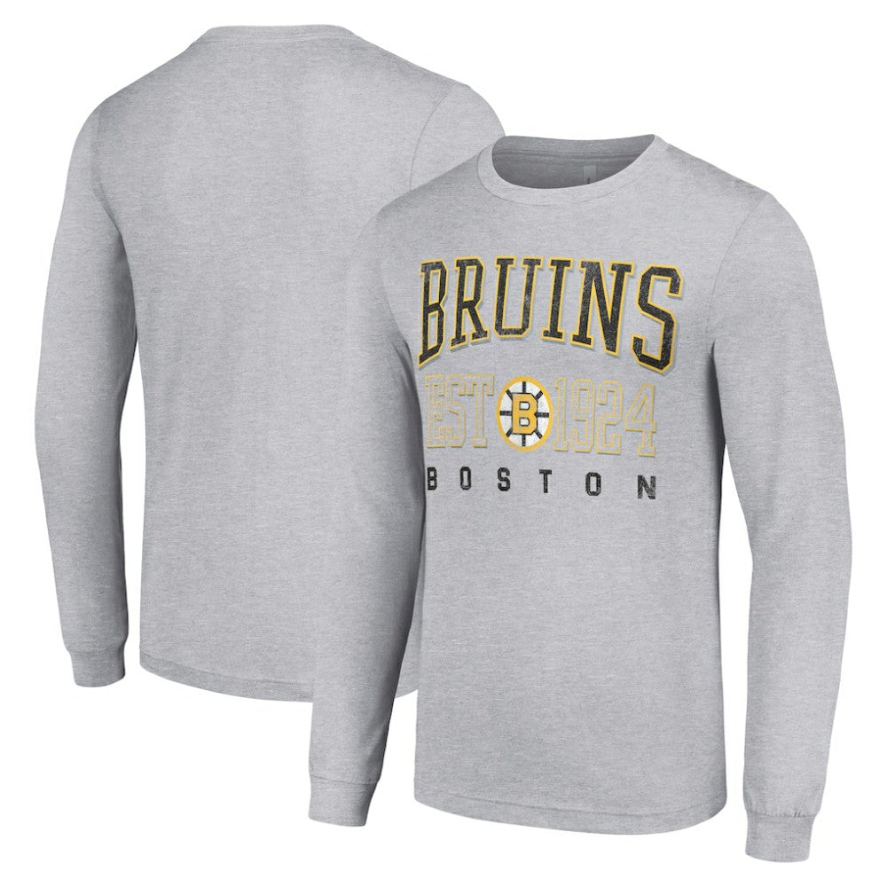 Boston Bruins Starter Retro Graphic Long Sleeve Crew T-Shirt - Heather Gray - NHL 201083246