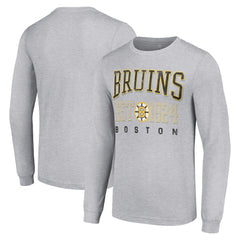 Boston Bruins Starter Retro Graphic Long Sleeve Crew T-Shirt - Heather Gray - NHL 201083246