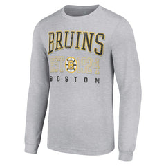 Boston Bruins Starter Retro Graphic Long Sleeve Crew T-Shirt - Heather Gray - NHL 201083246