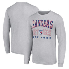 New York Rangers Starter Retro Graphic Long Sleeve Crew T-Shirt - Heather Gray - NHL 201083253