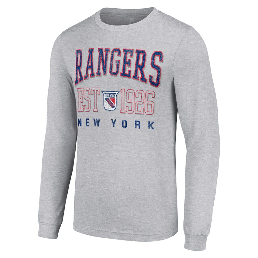 New York Rangers Starter Retro Graphic Long Sleeve Crew T-Shirt - Heather Gray - NHL 201083253