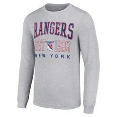 New York Rangers Starter Retro Graphic Long Sleeve Crew T-Shirt - Heather Gray - NHL 201083253