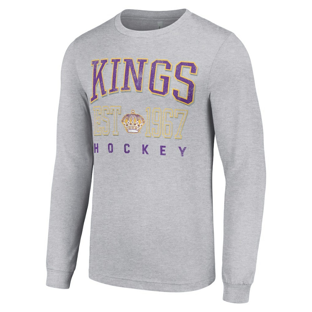 Los Angeles Kings Starter Retro Graphic Long Sleeve Crew T-Shirt - Heather Gray - NHL 201083259