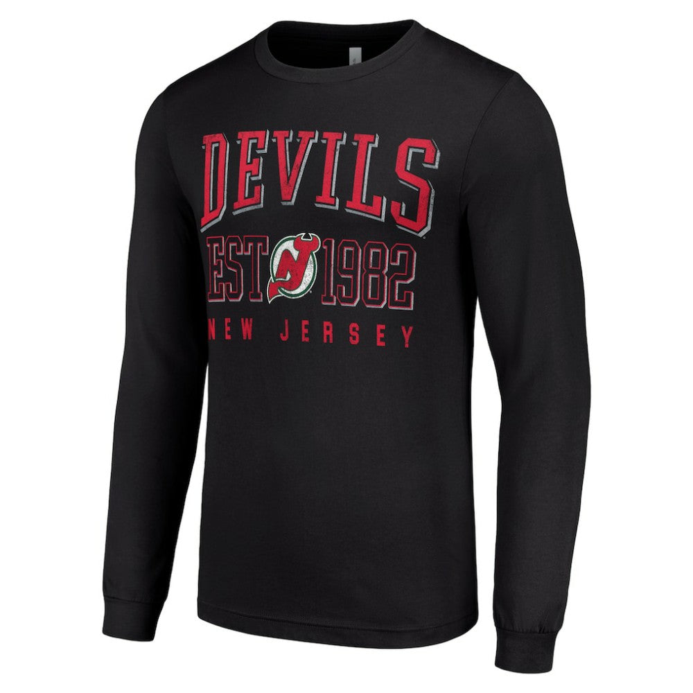 New Jersey Devils Starter Retro Graphic Long Sleeve Crew T-Shirt - Black - NHL 201083263