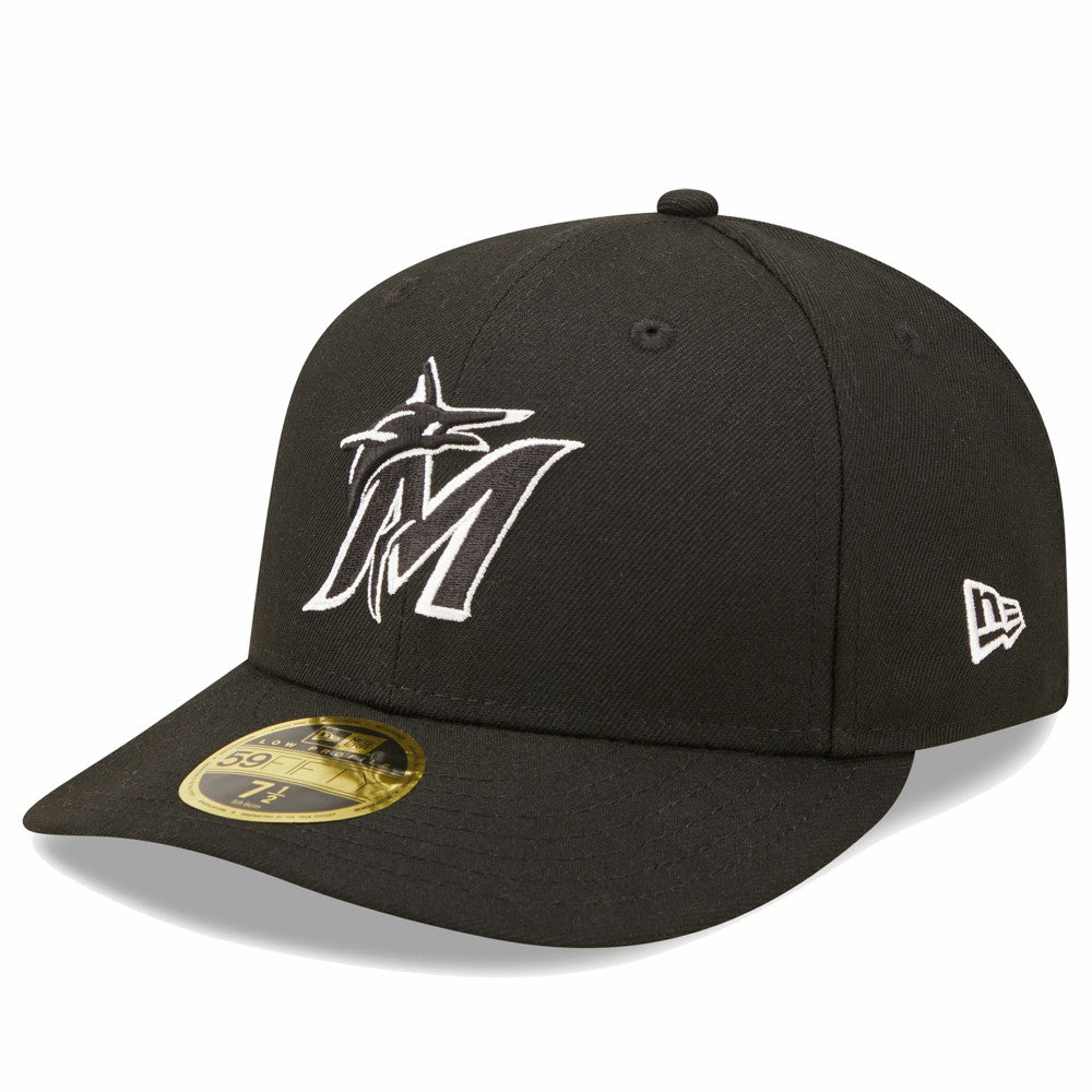 Miami Marlins New Era Low Profile 59FIFTY Fitted Hat - Black - New Era Lifestyle