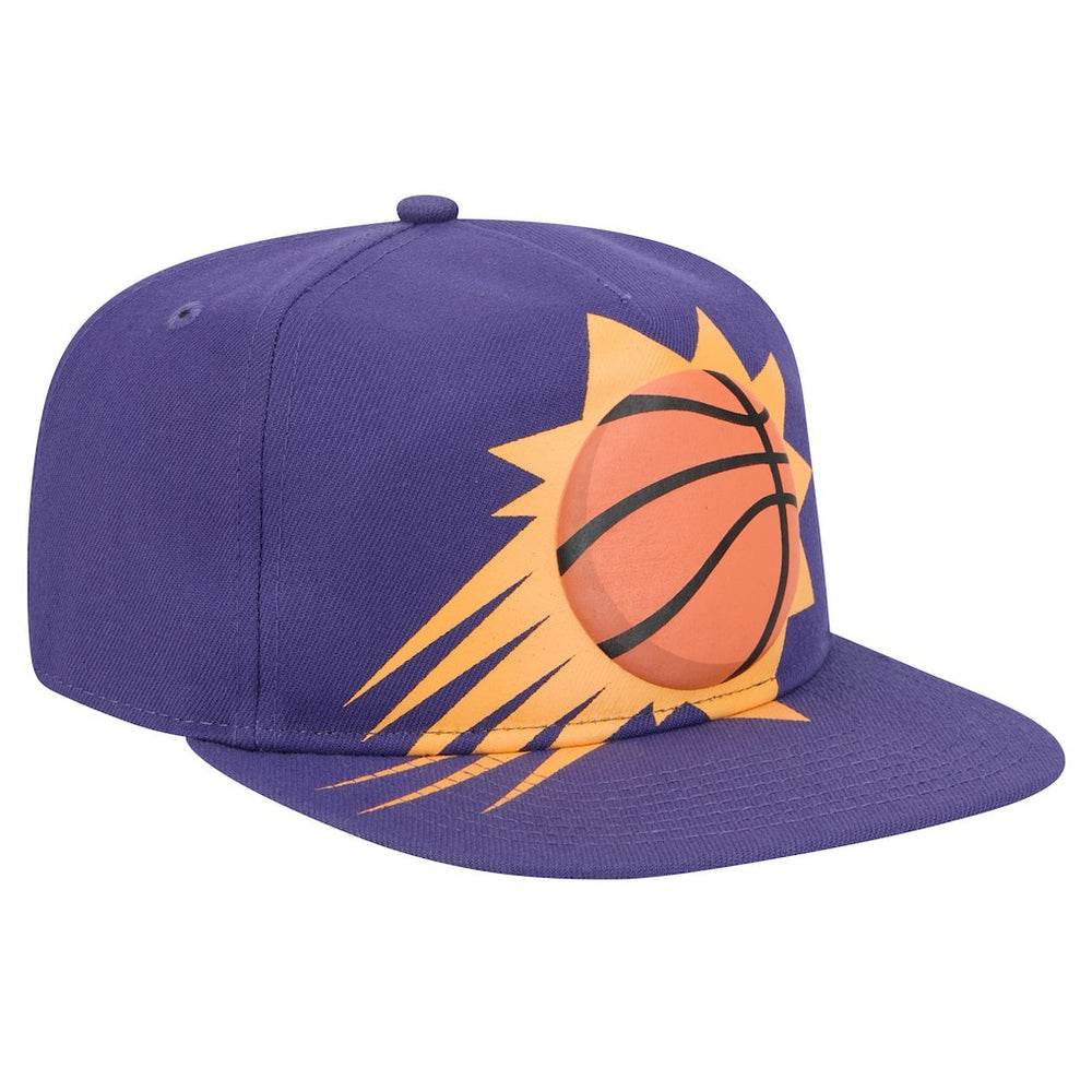 Phoenix Suns Oversized Puff Print Logo Golfer Snapback Hat for sale Purple | New Era for sale