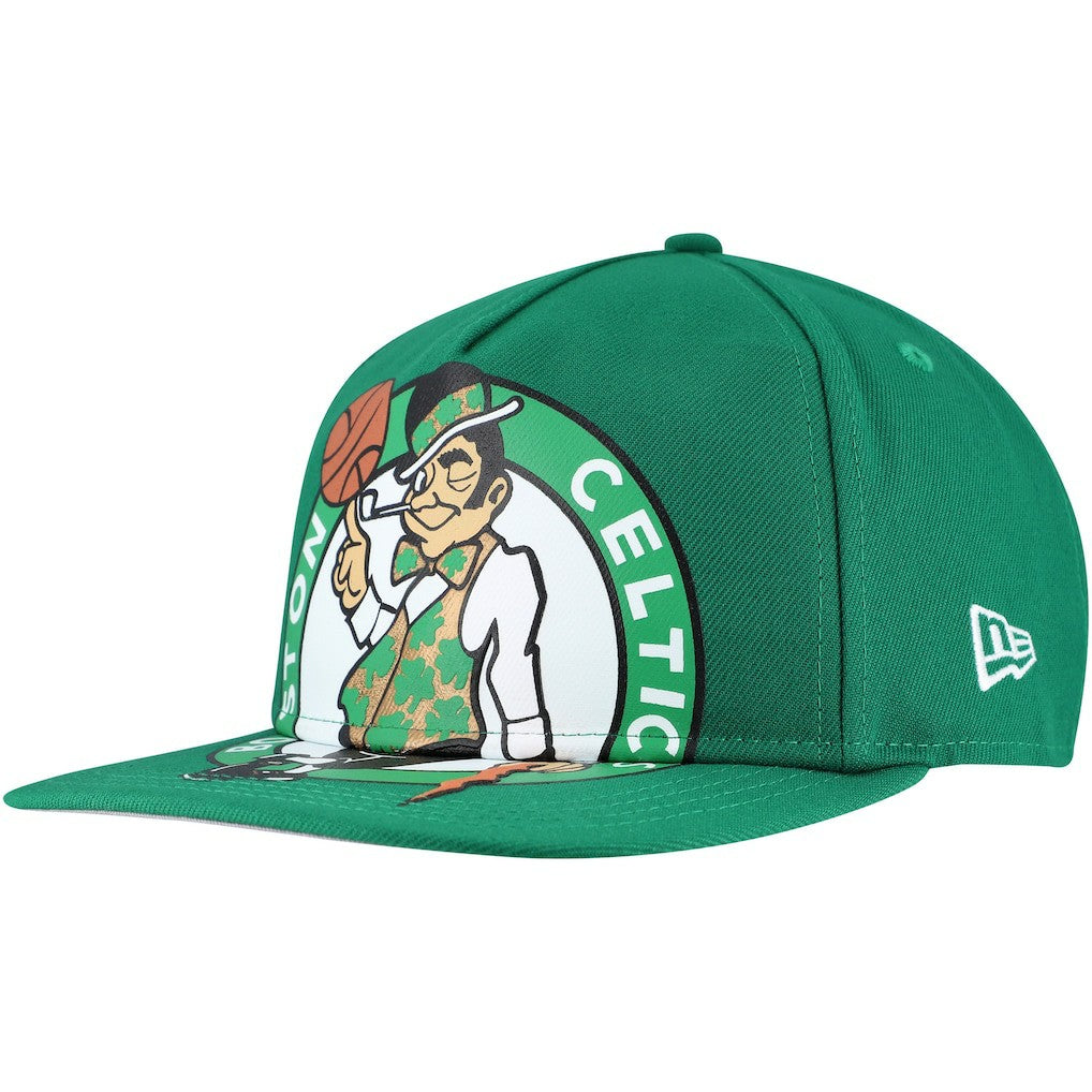 Boston Celtics Oversized Puff Print Logo Golfer Snapback Hat Kelly Green | New Era