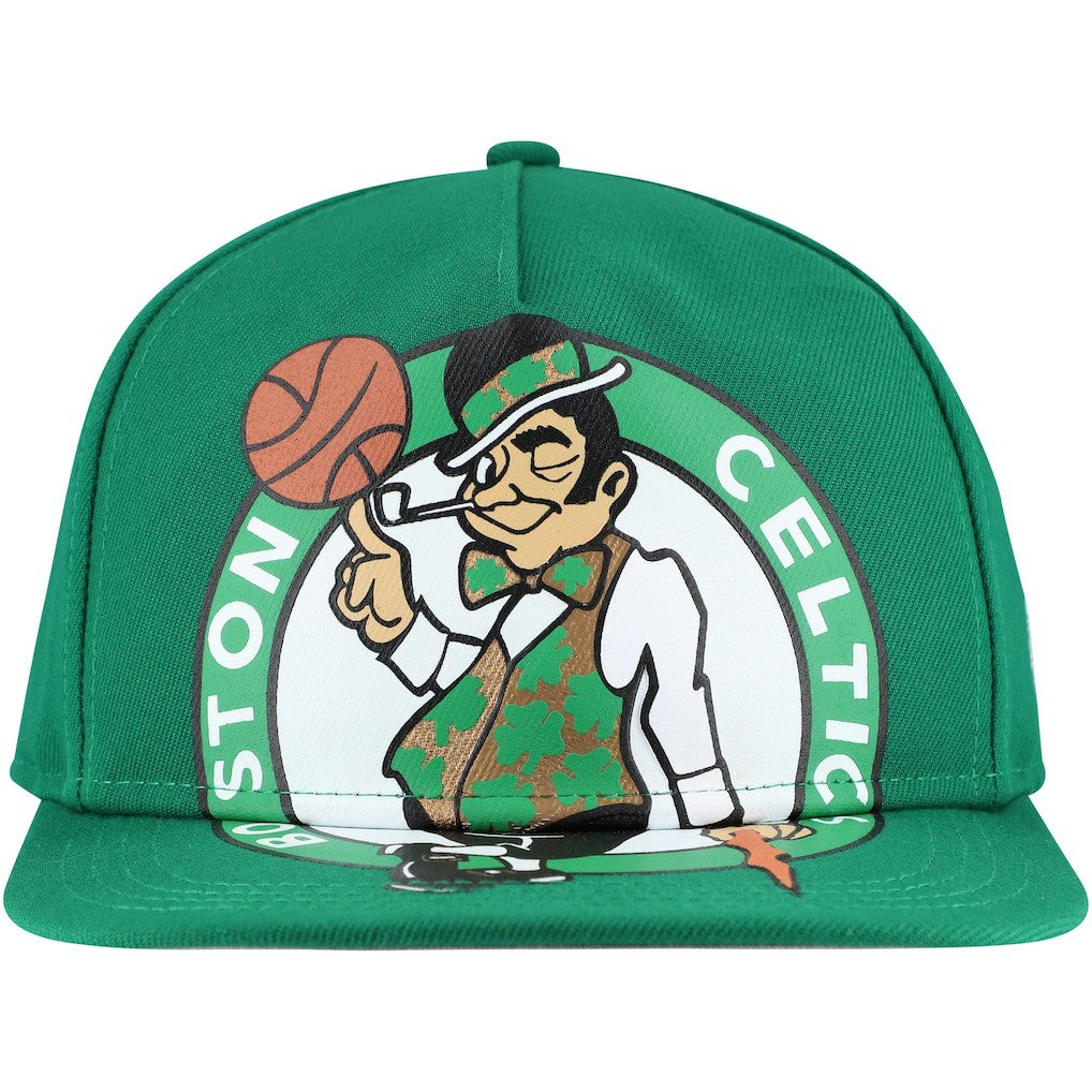 Boston Celtics Oversized Puff Print Logo Golfer Snapback Hat Kelly Green | New Era