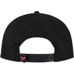 Chicago Bulls Oversized Puff Print Logo Golfer Snapback Hat Black | New Era for sale