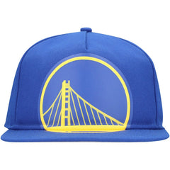 Golden State Warriors Oversized Puff Print Logo Golfer Snapback Hat for sale Royal | New Era Near Me