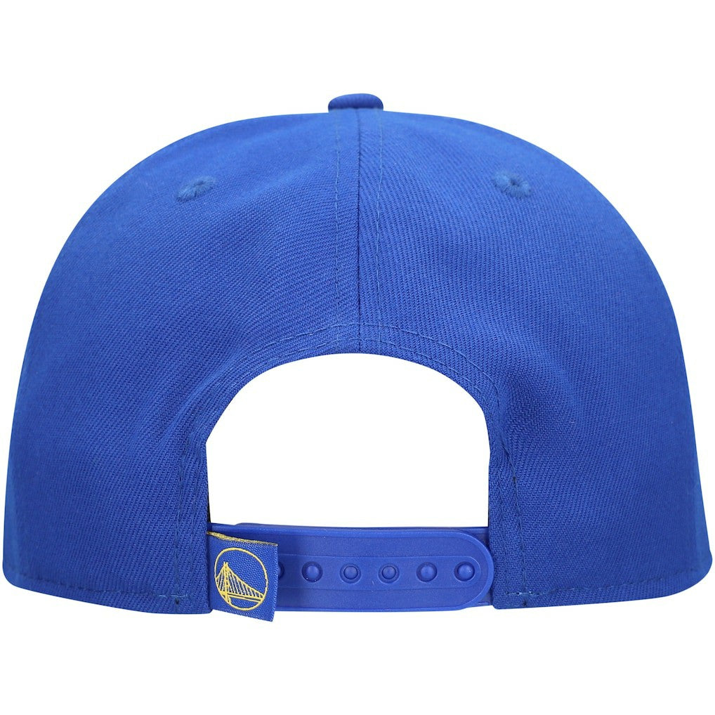 Golden State Warriors Oversized Puff Print Logo Golfer Snapback Hat for sale Royal | New Era Near Me
