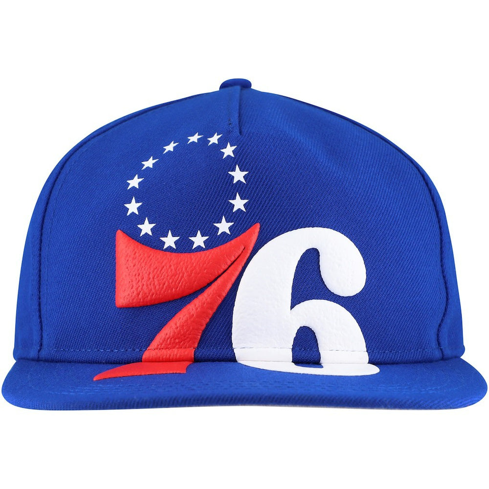 Philadelphia 76ers Oversized Puff Print Logo Golfer Snapback Hat Royal | New Era for sale