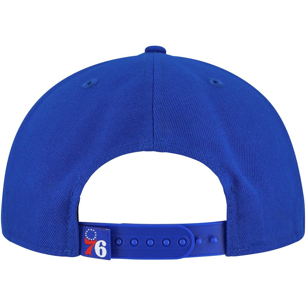 Philadelphia 76ers Oversized Puff Print Logo Golfer Snapback Hat Royal | New Era for sale