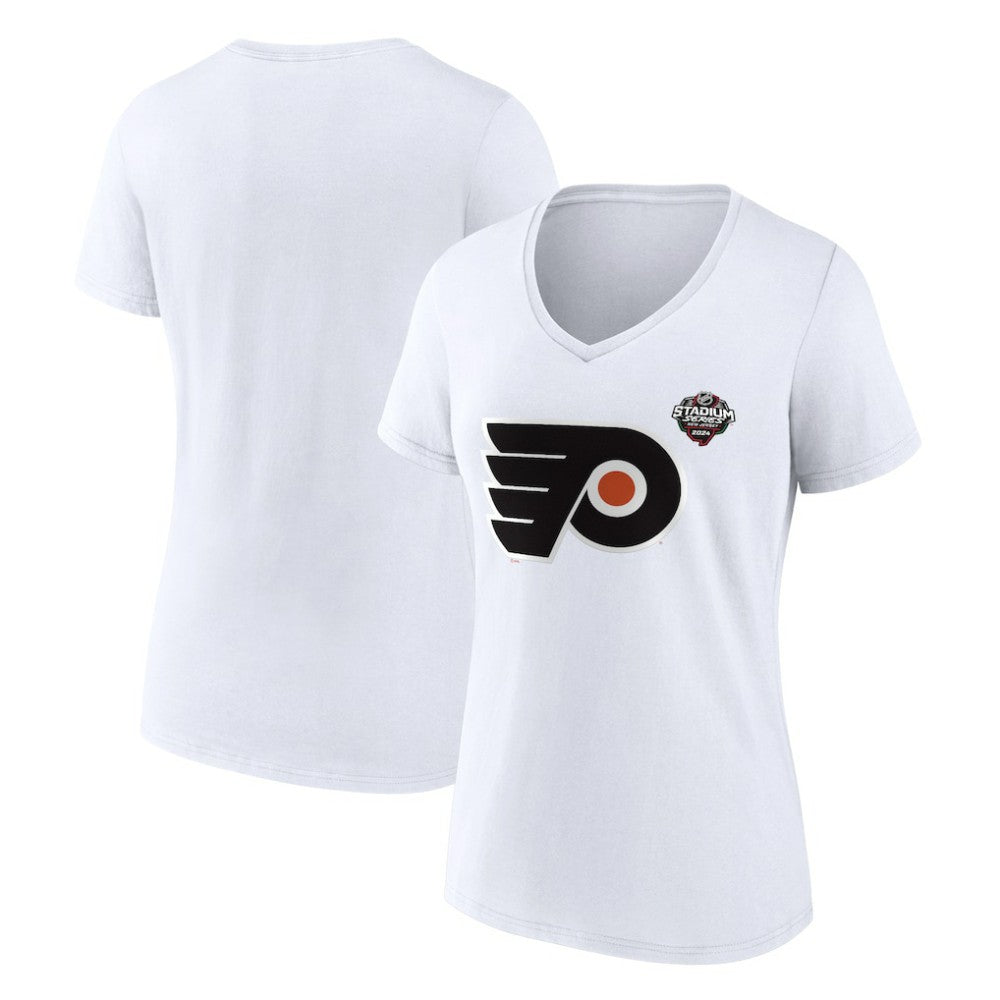 Philadelphia Flyers Fanatics Women's 2024 NHL Stadium Series Logo V-Neck T-shirt - White - NHL 201089723