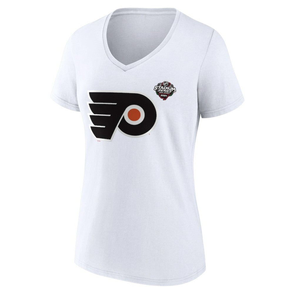 Philadelphia Flyers Fanatics Women's 2024 NHL Stadium Series Logo V-Neck T-shirt - White - NHL 201089723
