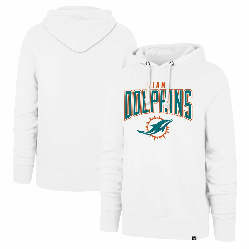 47 brand Miami Dolphins '47 Elements Arch Headline Pullover Hoodie White
