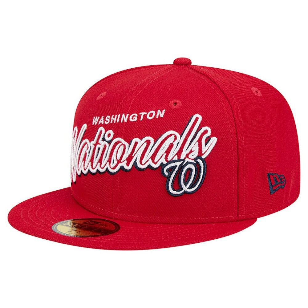 Washington Nationals New Era Script Sided 59FIFTY Fitted Hat - Red - New Era Lifestyle